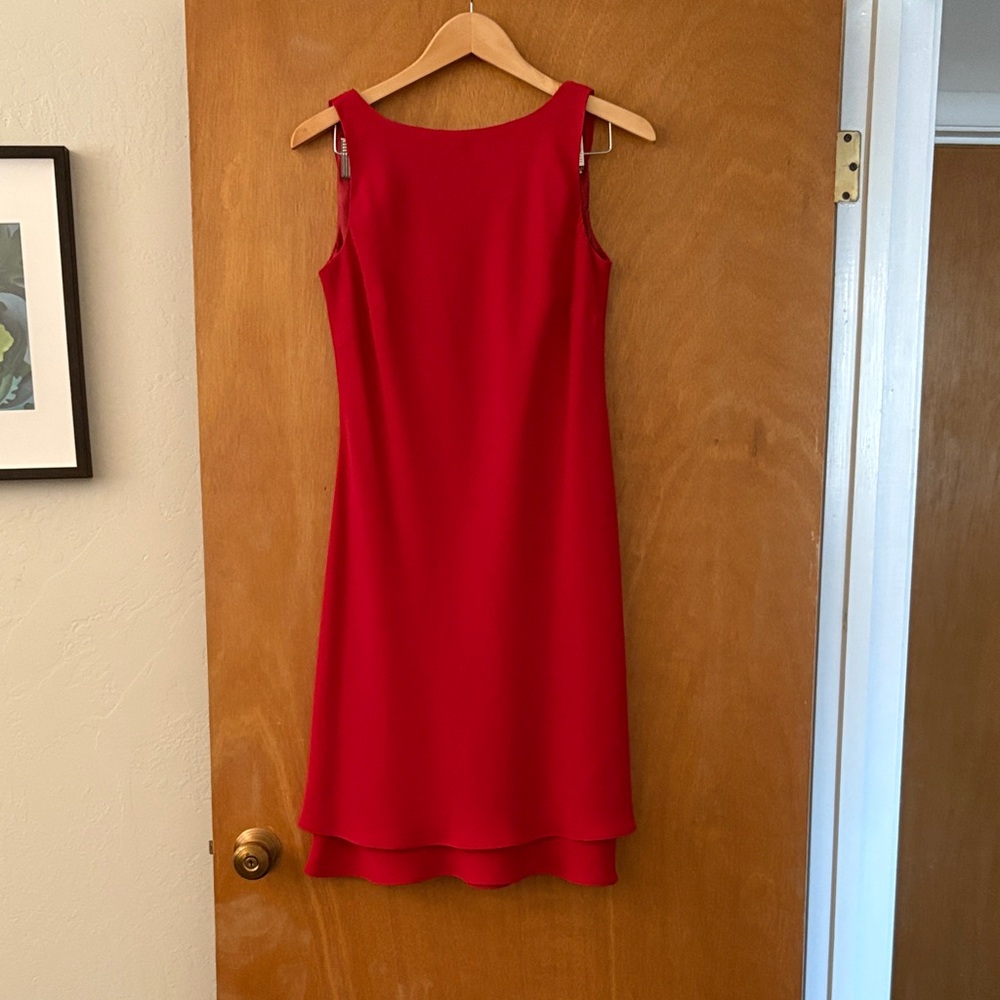 Evan Picone Red Sleeveless Midi Dress